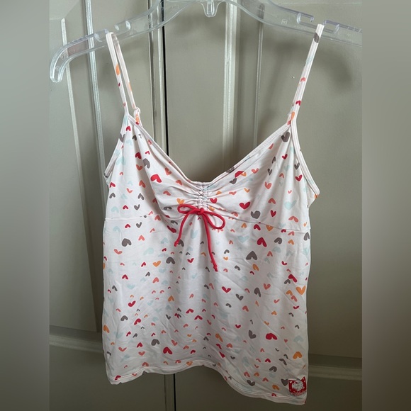 Calvin Klein 2 piece pajama lingerie set pink heart red bow camisole brief - Picture 3 of 5